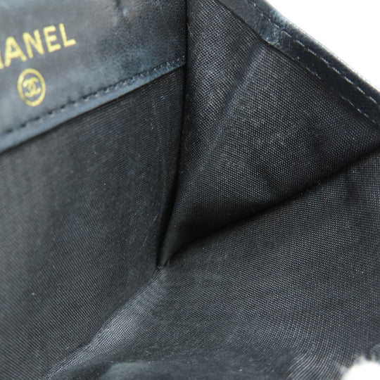 CHANEL Bifold Wallet Caviar skin black COCO Mark W Hook Wallet Gold Metal Women Used Authentic