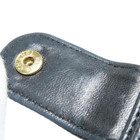 CHANEL Bifold Wallet Caviar skin black COCO Mark W Hook Wallet Gold Metal Women Used Authentic