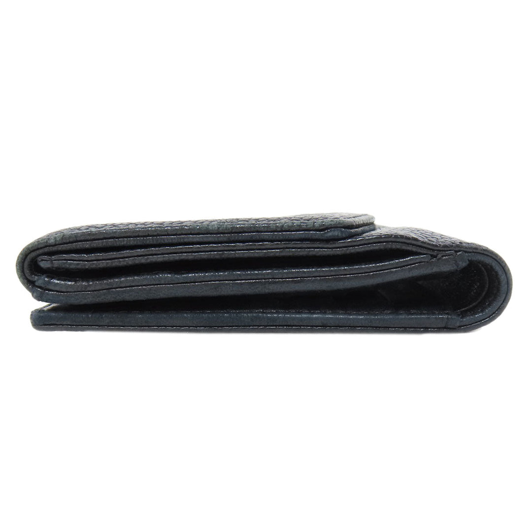 CHANEL Bifold Wallet Caviar skin black COCO Mark W Hook Wallet Gold Metal Women Used Authentic