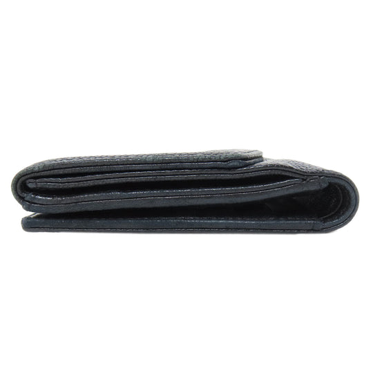 CHANEL Bifold Wallet Caviar skin black COCO Mark W Hook Wallet Gold Metal Women Used Authentic