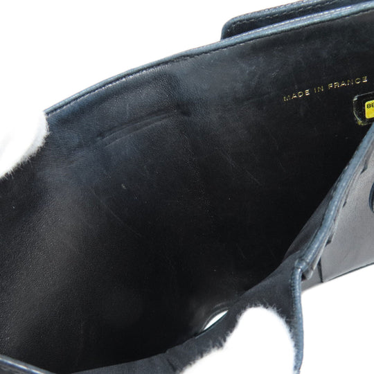 CHANEL Bifold Wallet Caviar skin black COCO Mark W Hook Wallet Gold Metal Women Used Authentic