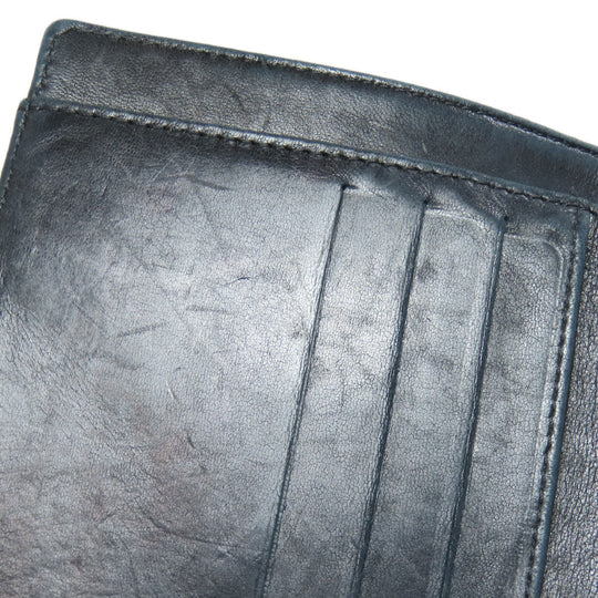 CHANEL Bifold Wallet Caviar skin black COCO Mark W Hook Wallet Gold Metal Women Used Authentic