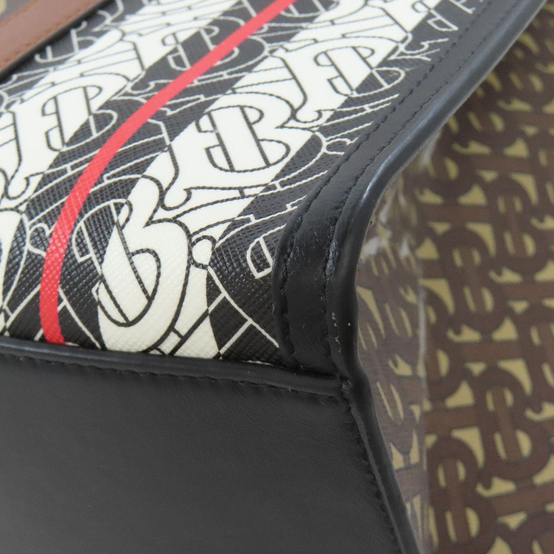 BURBERRY Tote Bag PVC Brown TB monogram Women Used Authentic