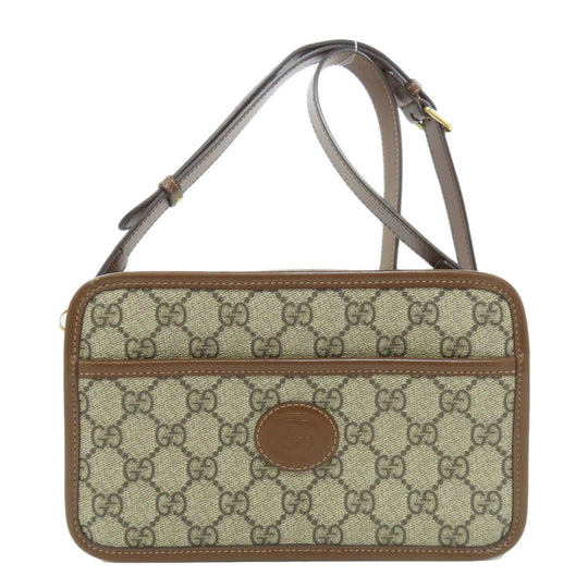GUCCI Shoulder Bag 658572 PVC Brown GG Supreme Women Used Authentic