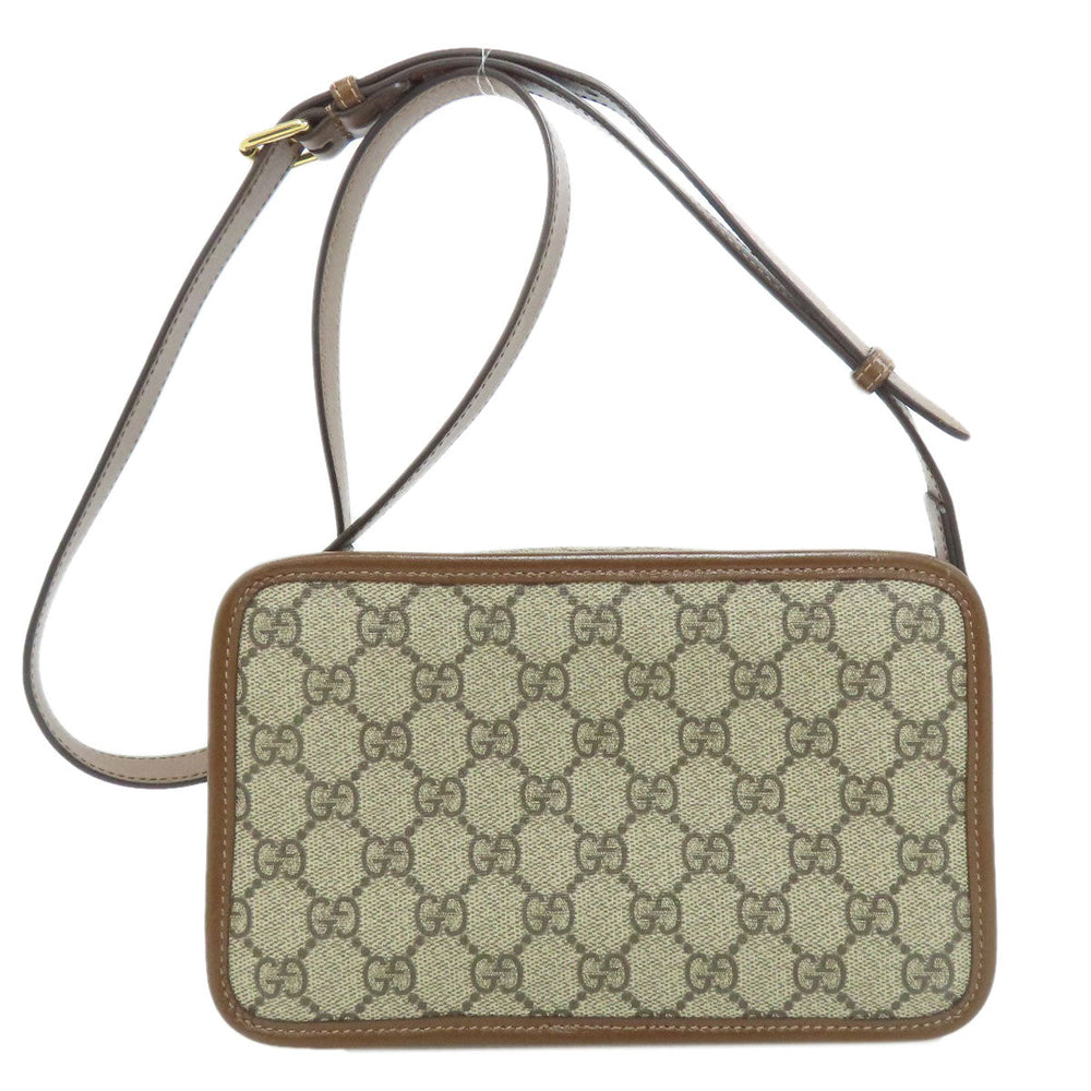 GUCCI Shoulder Bag 658572 PVC Brown GG Supreme Women Used Authentic