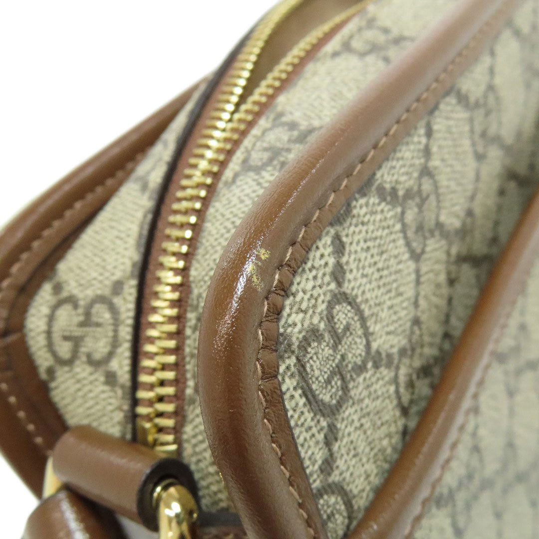 GUCCI Shoulder Bag 658572 PVC Brown GG Supreme Women Used Authentic