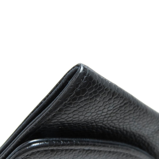 CHANEL Coin case Caviar skin black COCO Mark Gold Metal