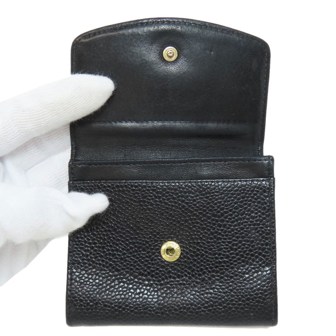CHANEL Coin case Caviar skin black COCO Mark Gold Metal