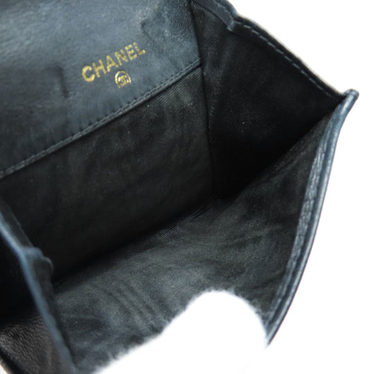CHANEL Coin case Caviar skin black COCO Mark Gold Metal