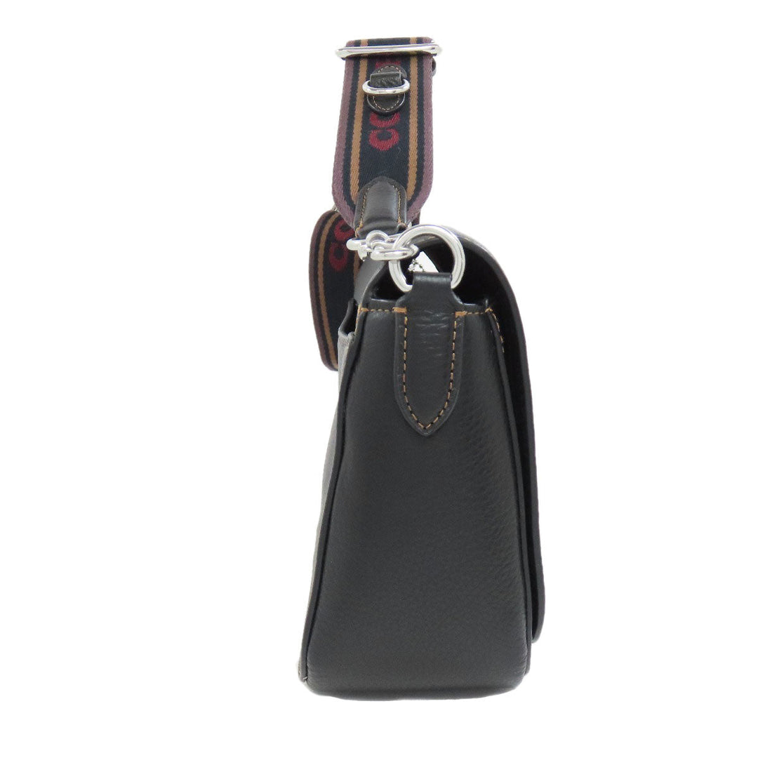 COACH Shoulder Bag CH252 leather black Logan Messenger Women Used Authentic