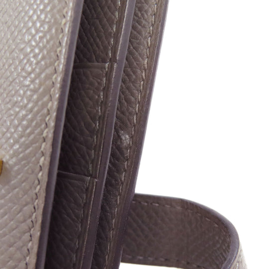 HERMES Long Wallet Purse Epsom gray Bearn Soufflet Ethan Gold Metal Women Used Authentic