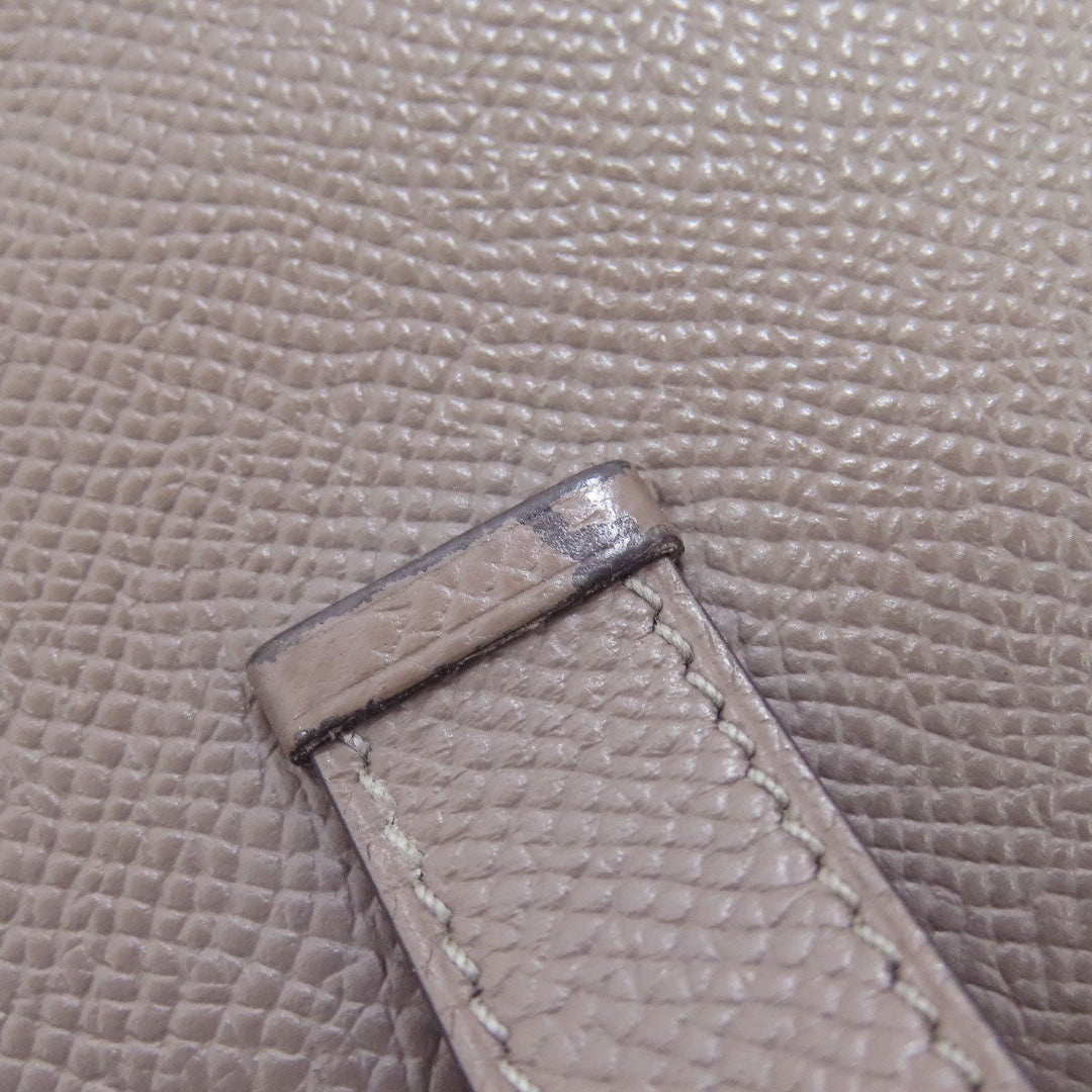 HERMES Long Wallet Purse Epsom gray Bearn Soufflet Ethan Gold Metal Women Used Authentic