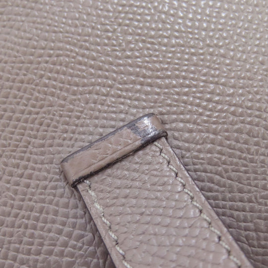HERMES Long Wallet Purse Epsom gray Bearn Soufflet Ethan Gold Metal Women Used Authentic