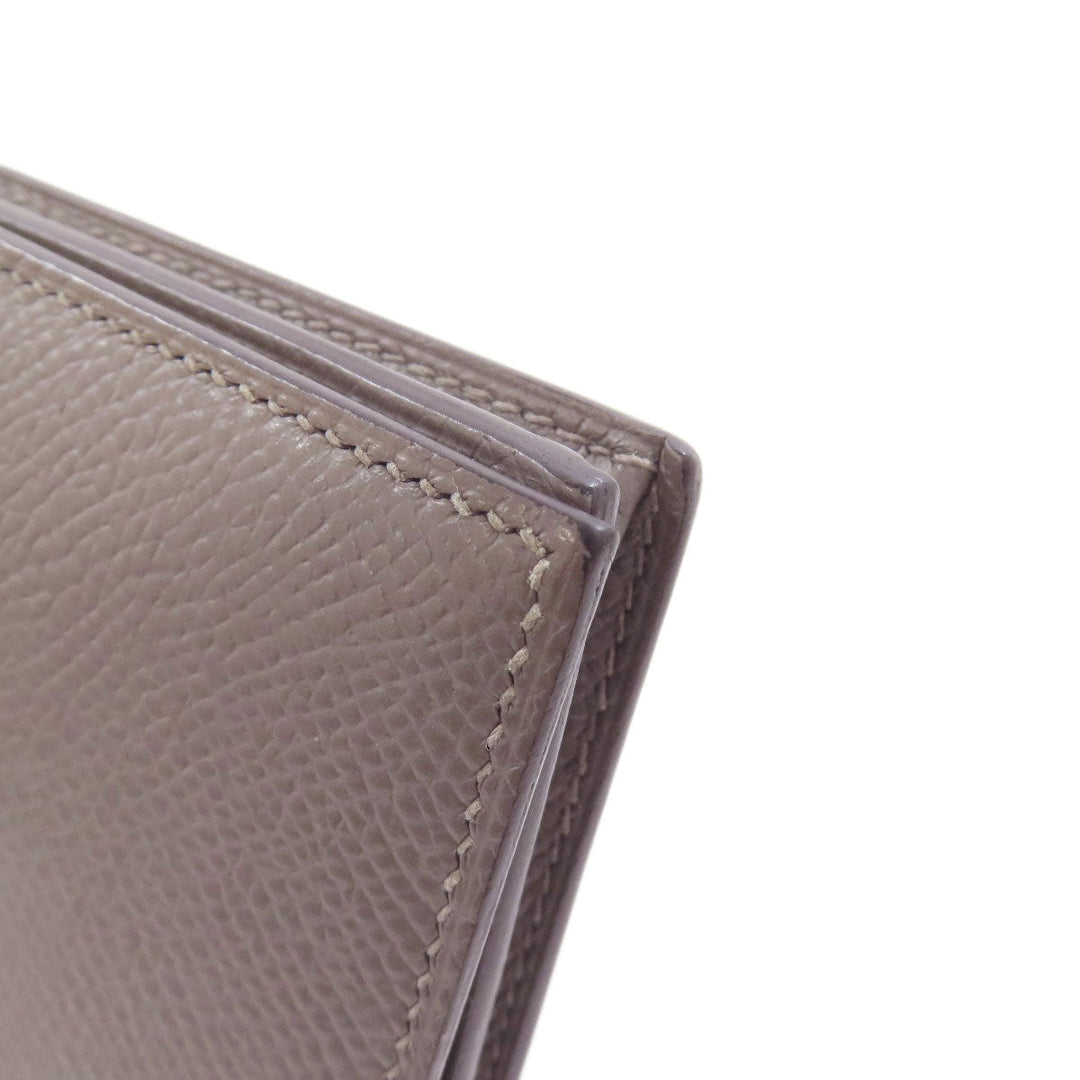 HERMES Long Wallet Purse Epsom gray Bearn Soufflet Ethan Gold Metal Women Used Authentic