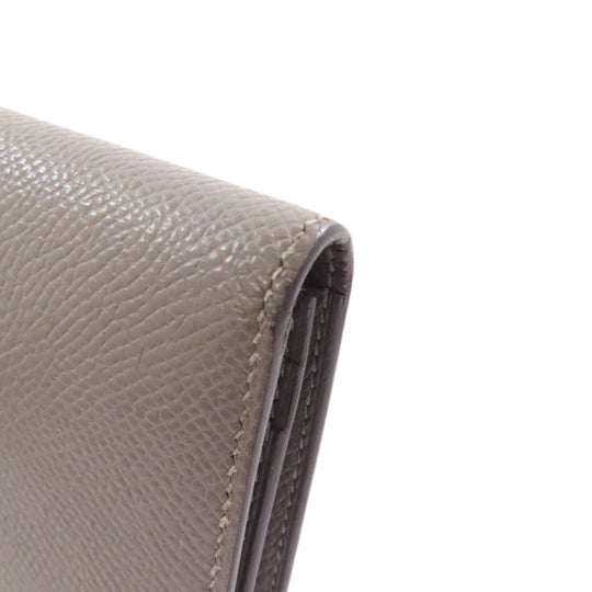 HERMES Long Wallet Purse Epsom gray Bearn Soufflet Ethan Gold Metal Women Used Authentic