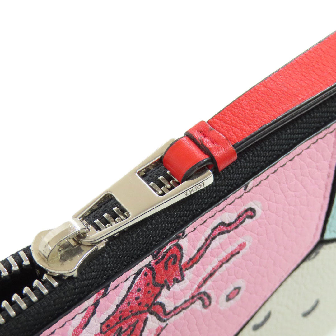 LOEWE Long Wallet Purse Calfskin black Puzzle Zip Around Paula's Ibiza collaboration Women Used Authentic