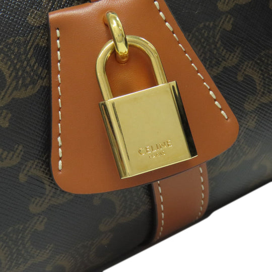 CELINE Boston Duffel bag leather Brown Macadam Pattern 2WAY
