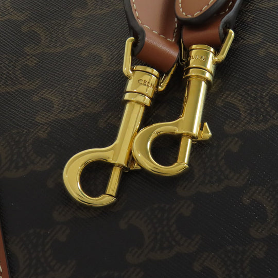 CELINE Boston Duffel bag leather Brown Macadam Pattern 2WAY