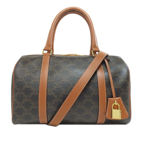 CELINE Boston Duffel bag leather Brown Macadam Pattern 2WAY