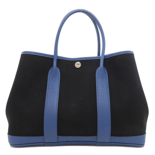 HERMES Handbag canvas black Garden Party TPM SilverMetal Women Used Authentic