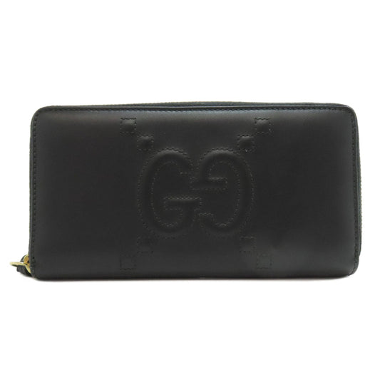 GUCCI Long Wallet Purse 453393 leather black Jumbo GG Women Used Authentic