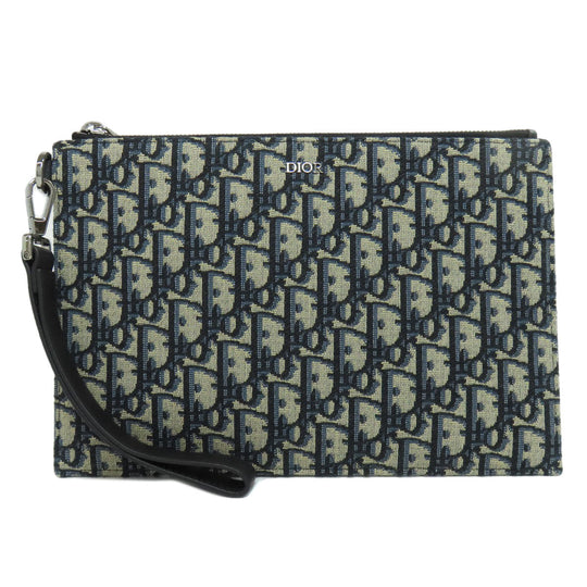 Christian Dior Clutch bag canvas Navy Trotter Pattern Women Used Authentic