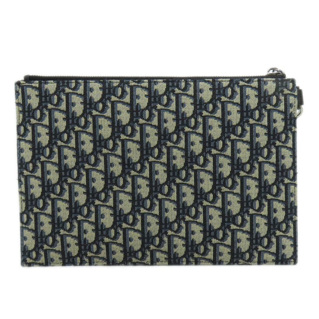 Christian Dior Clutch bag canvas Navy Trotter Pattern Women Used Authentic