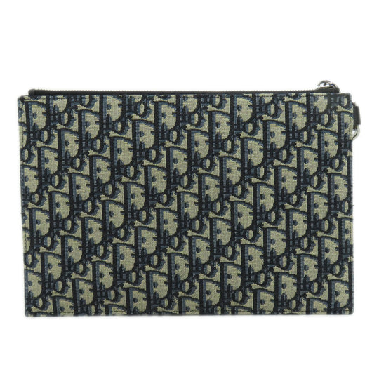 Christian Dior Clutch bag canvas Navy Trotter Pattern Women Used Authentic