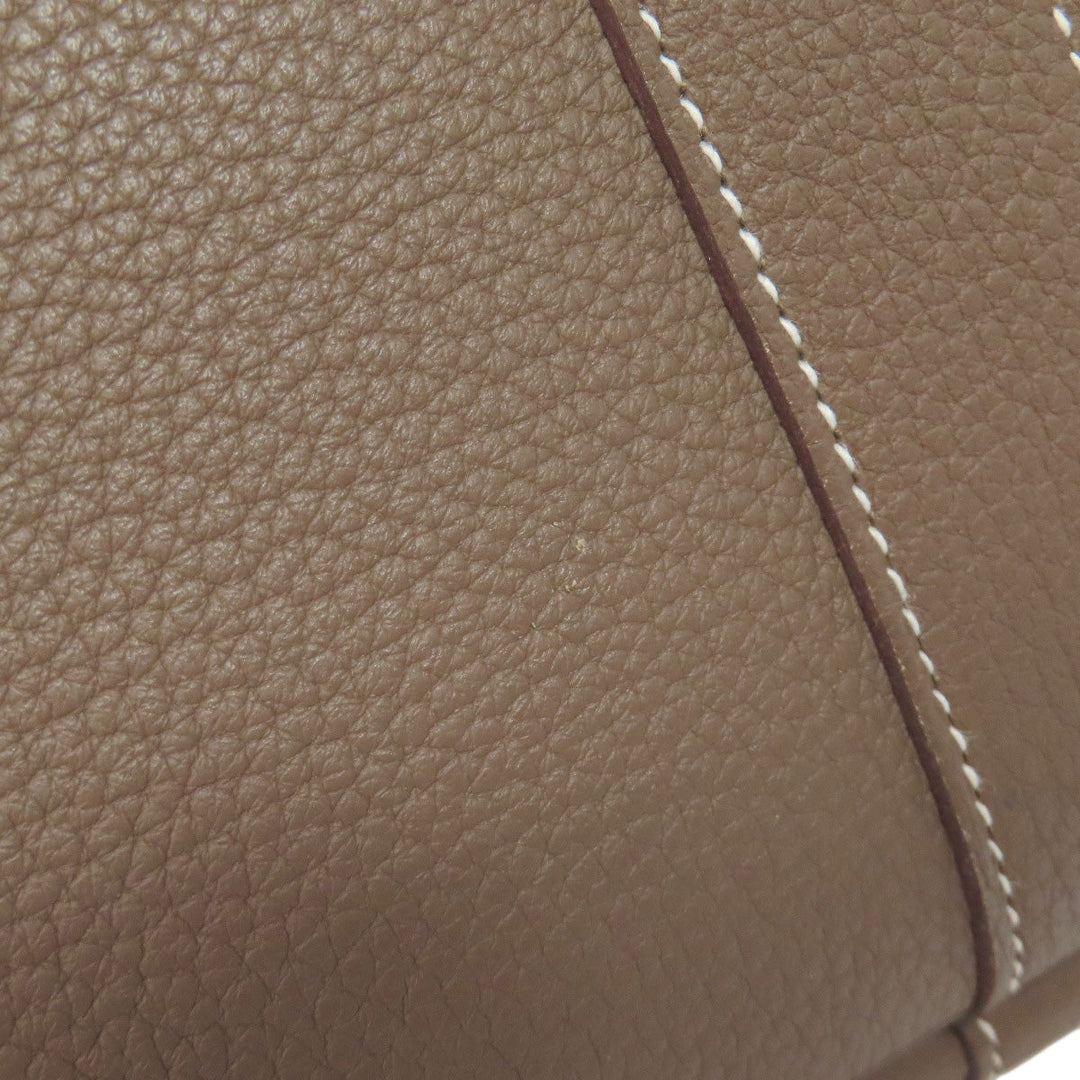 HERMES Tote Bag Towar Officche Brown Garden Zip MM Women Used Authentic