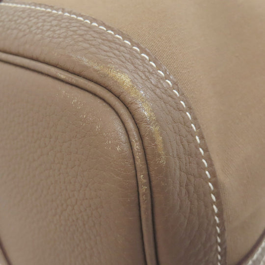 HERMES Tote Bag Towar Officche Brown Garden Zip MM Women Used Authentic