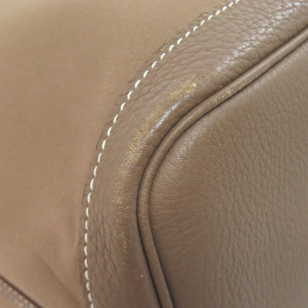 HERMES Tote Bag Towar Officche Brown Garden Zip MM Women Used Authentic