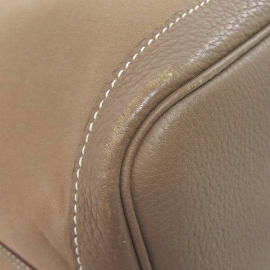 HERMES Tote Bag Towar Officche Brown Garden Zip MM Women Used Authentic