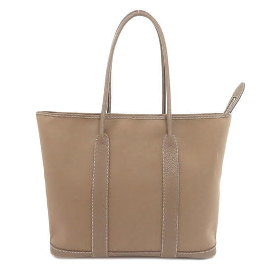 HERMES Tote Bag Towar Officche Brown Garden Zip MM Women Used Authentic
