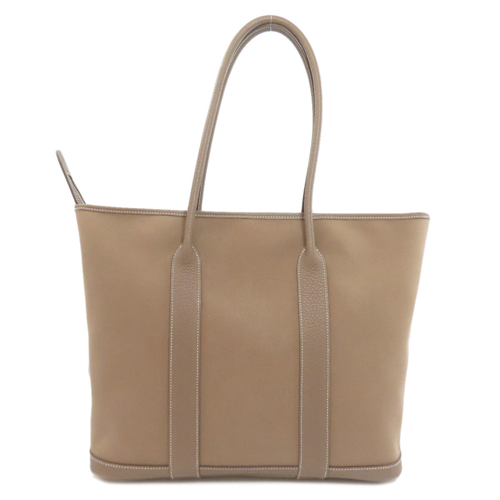 HERMES Tote Bag Towar Officche Brown Garden Zip MM Women Used Authentic
