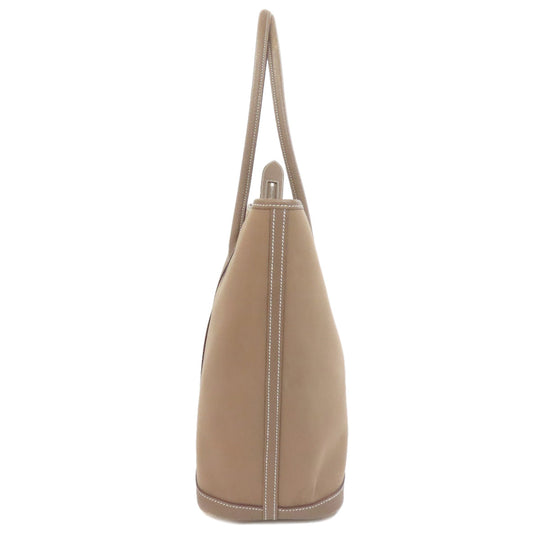 HERMES Tote Bag Towar Officche Brown Garden Zip MM Women Used Authentic