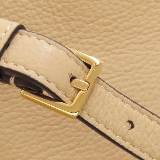 VERSACE Handbag leather beige V logo 2WAY Women Used Authentic