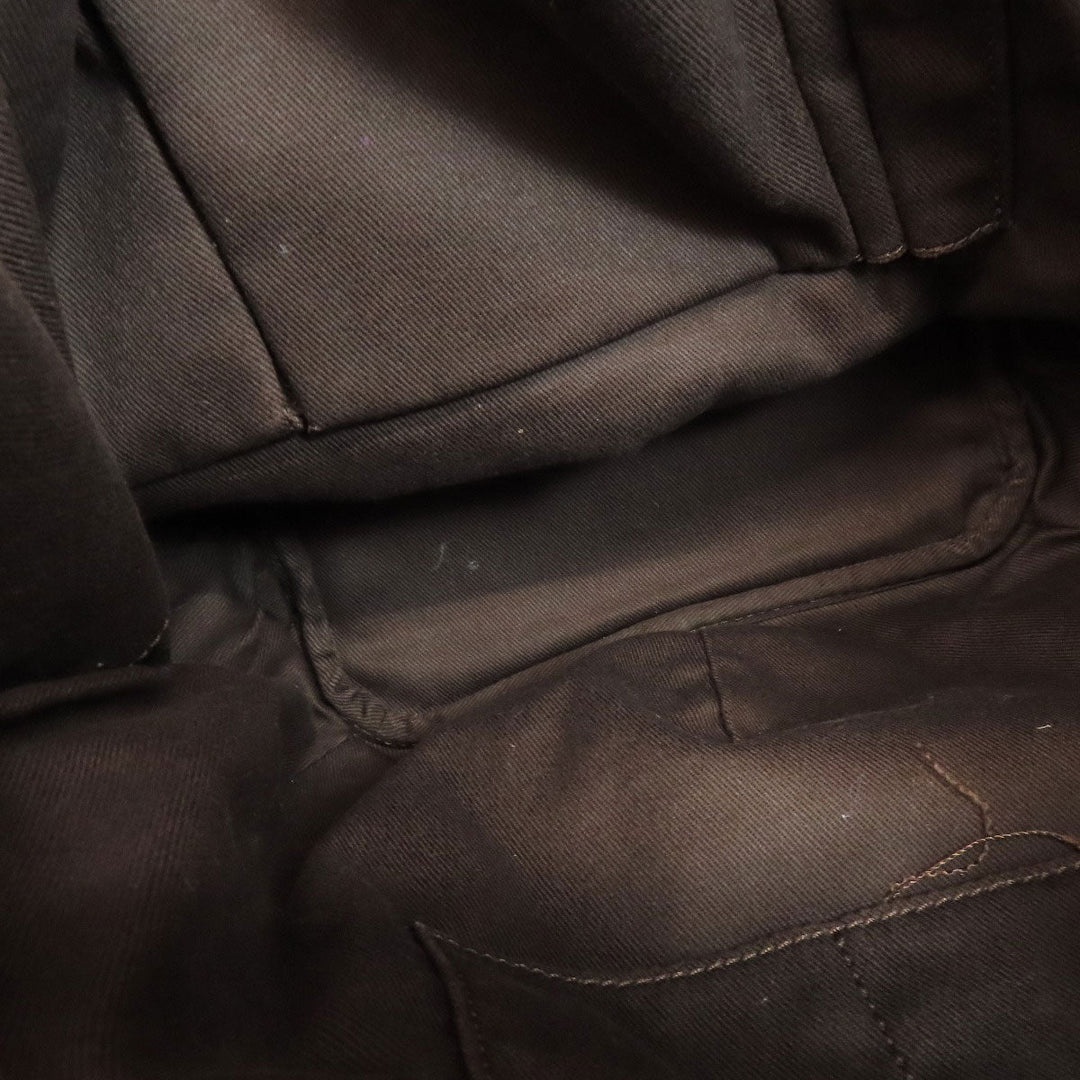 CELINE Tote Bag Nylon, Leather Brown Macadam Pattern Women Used Authentic