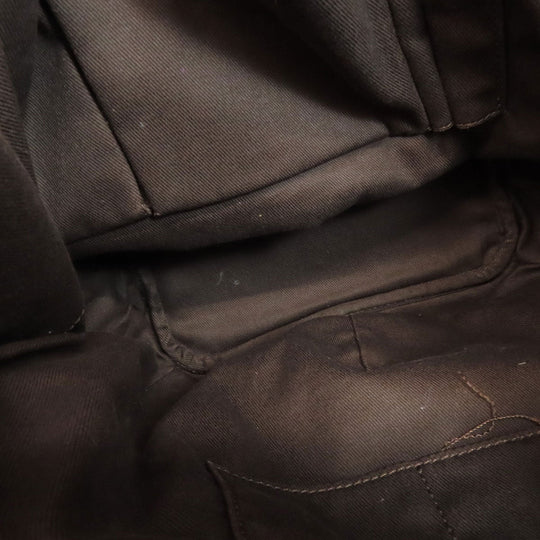 CELINE Tote Bag Nylon, Leather Brown Macadam Pattern Women Used Authentic