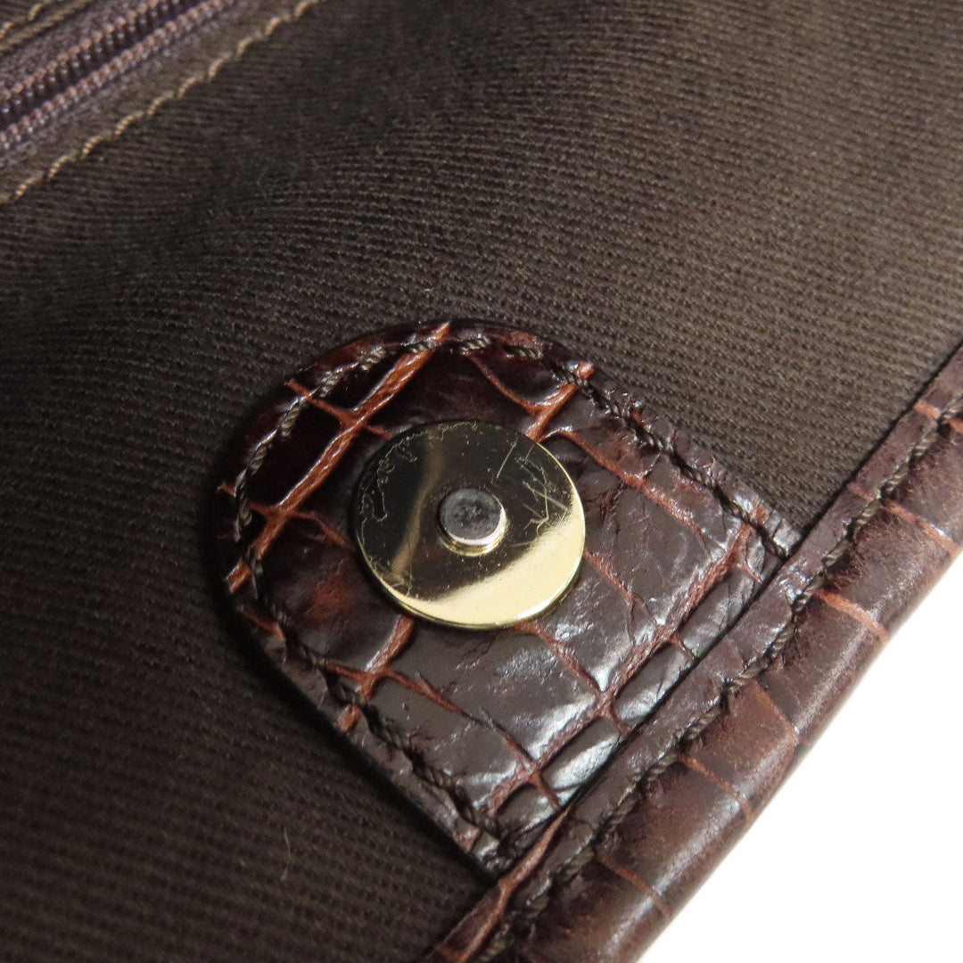 CELINE Tote Bag Nylon, Leather Brown Macadam Pattern Women Used Authentic