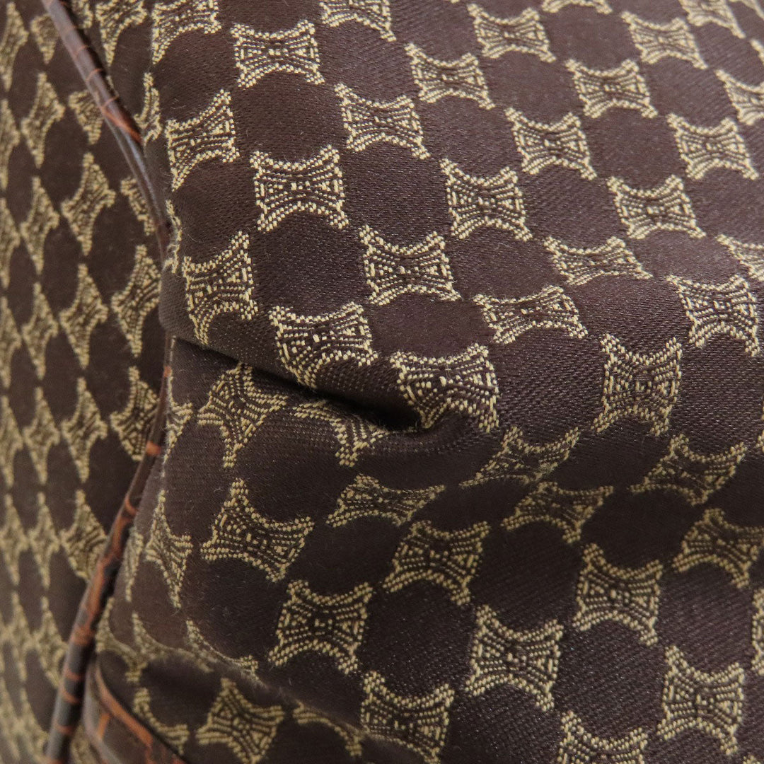 CELINE Tote Bag Nylon, Leather Brown Macadam Pattern Women Used Authentic