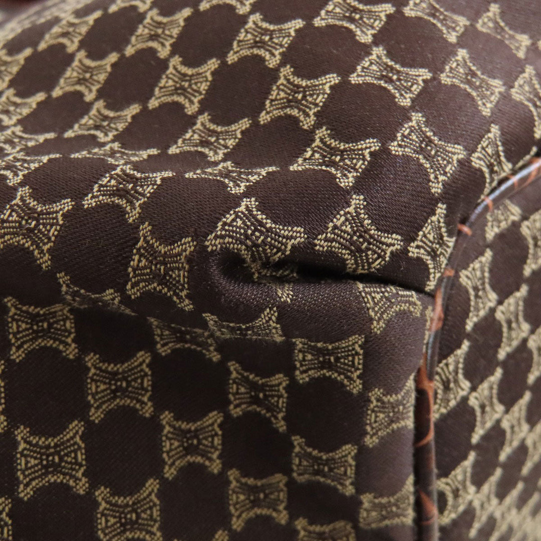 CELINE Tote Bag Nylon, Leather Brown Macadam Pattern Women Used Authentic