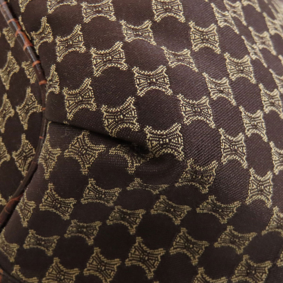 CELINE Tote Bag Nylon, Leather Brown Macadam Pattern Women Used Authentic
