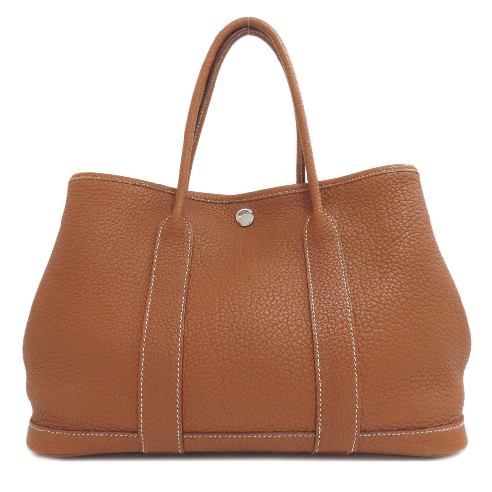 HERMES Tote Bag Negonda Brown Garden Party TPM Gold SilverMetal