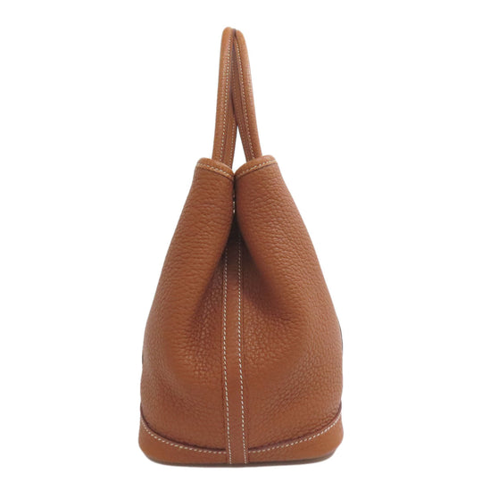 HERMES Tote Bag Negonda Brown Garden Party TPM Gold SilverMetal