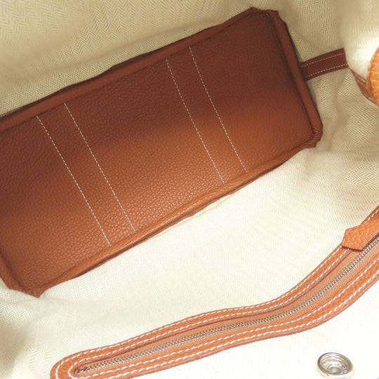 HERMES Tote Bag Negonda Brown Garden Party TPM Gold SilverMetal