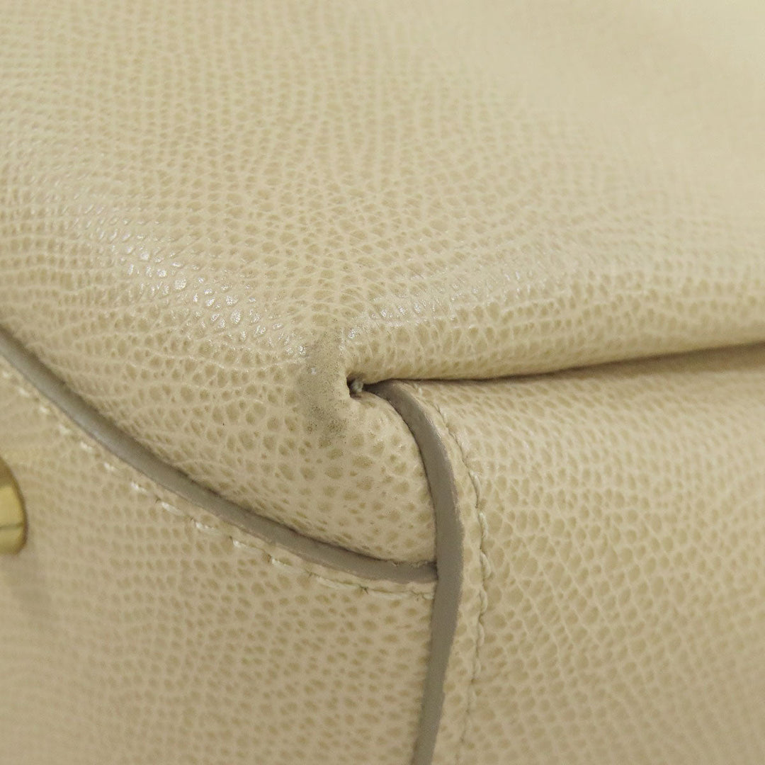 Furla Tote Bag leather beige Double fastener Women Used Authentic