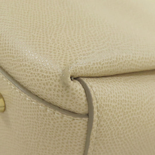 Furla Tote Bag leather beige Double fastener Women Used Authentic