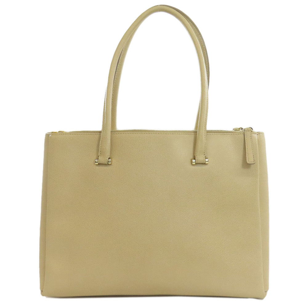 Furla Tote Bag leather beige Double fastener Women Used Authentic