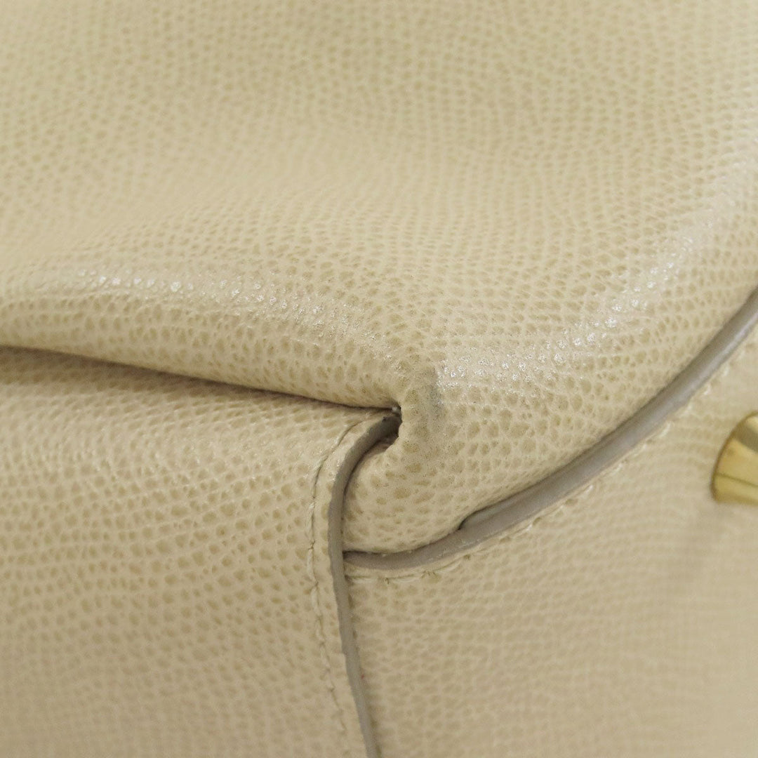 Furla Tote Bag leather beige Double fastener Women Used Authentic