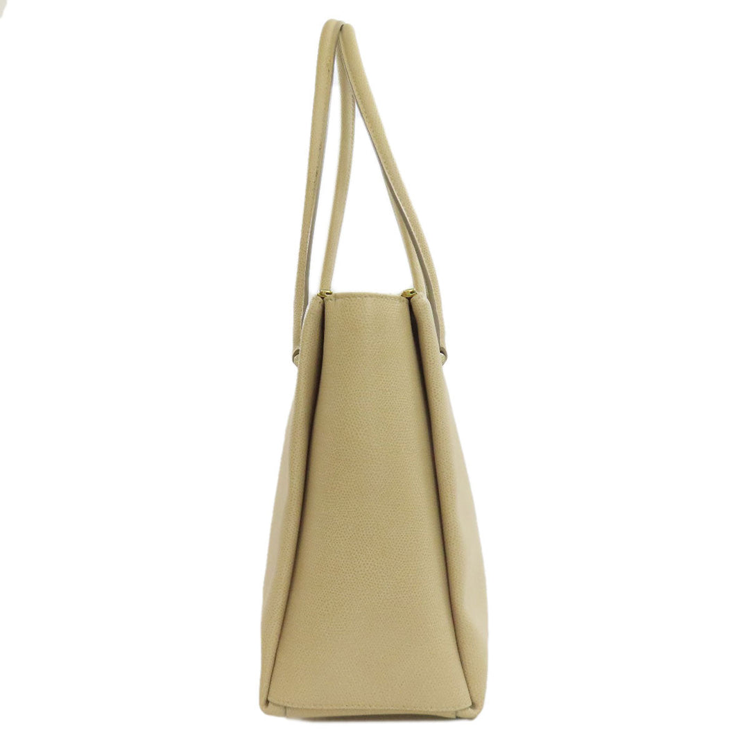 Furla Tote Bag leather beige Double fastener Women Used Authentic